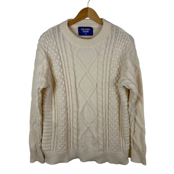 Aelfric Eden Sweaters - Aelfric Eden Cream Cable Knit Sweater Medium Fisherman Minimalist Cozy Neutral